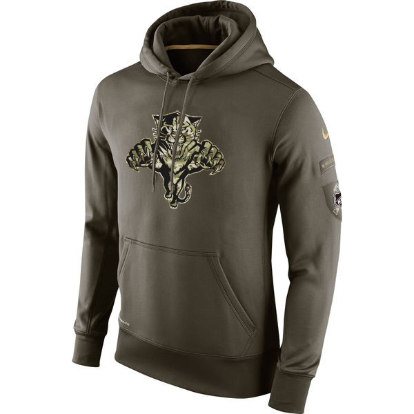 Men NHL Florida Panthers Nike Olive Salute To Service KO Performance Hoodie Green->vancouver canucks->NHL Jersey